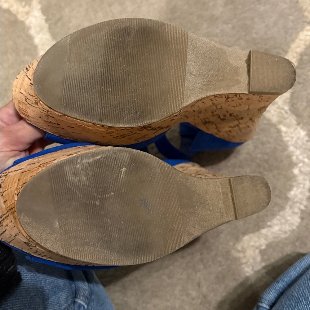 Just fab Mikayla cobalt blue platform wedge heels size 7 - Picture 17 of 17